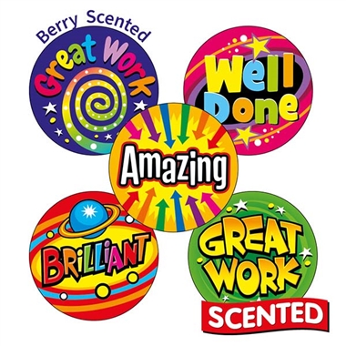 Scented Berry Stickers - Bright Words (30 Stickers - 25mm)