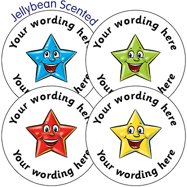 Personalised SCENTED Star Stickers - Jellybean (35 Stickers - 37mm)