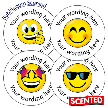 Personalised SCENTED Emoji Stickers - Bubblegum (35 Stickers - 37mm)