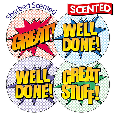 Scented Well Done Sherbet Stickers (20 Stickers - 32mm)