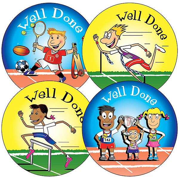 Sports Day Stickers | Well Done | 37mm | Pupil Reward