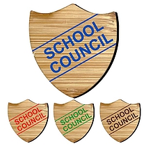 Bamboo Shield Natural School Council Badge - 35mm