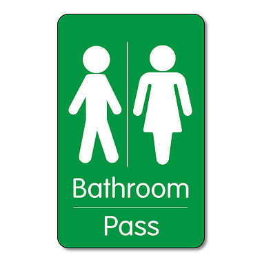 Bathroom Pass - Plastic Class Pass (10 Wallet Sized Cards)