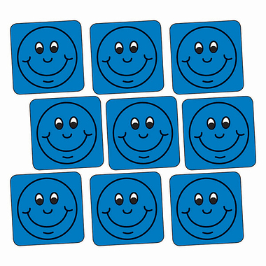 Blue Smiley Stickers - Square (140 Stickers - 16mm)
