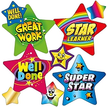 Bright Reward Stickers - Star Shaped (27 stickers - Mixed Sizes)