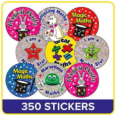 350 Holographic Maths Stickers - 25mm