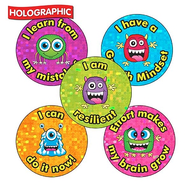 Holographic Growth Mindset Stickers (30 Stickers - 25mm)
