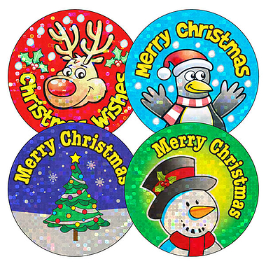 Holographic Christmas Sparkling Stickers (36 Stickers - 35mm)