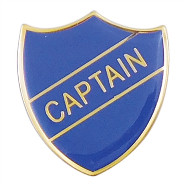 Enamel Captain Shield Badge - Blue - 30 x 26mm
