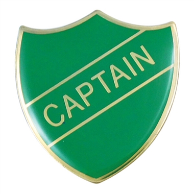 Enamel Captain Shield Badge - Green - 30 x 26mm