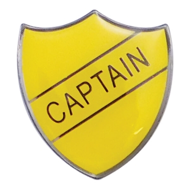 Enamel Captain Shield Badge - Yellow - 30 x 26mm