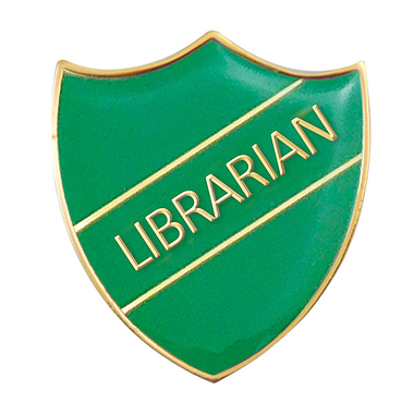 Enamel Librarian Shield Badge - Green - 30 x 26mm
