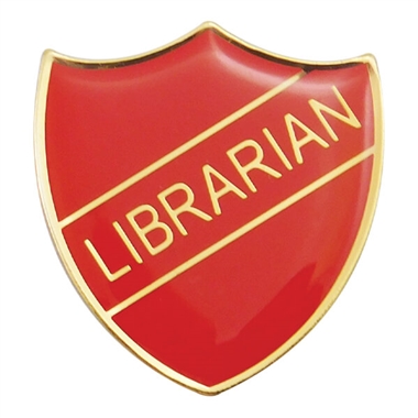 Enamel Librarian Shield Badge - Red - 30 x 26mm