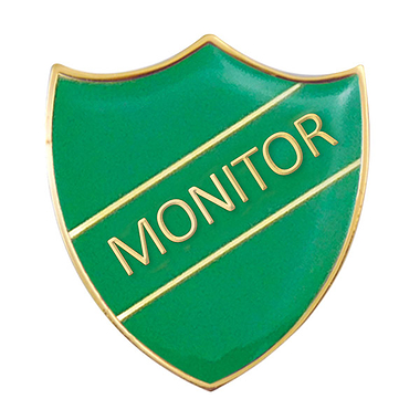 Enamel Monitor Shield Badge - Green - 30 x 26mm