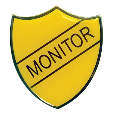 Enamel Monitor Shield Badge - Yellow - 30 x 26mm