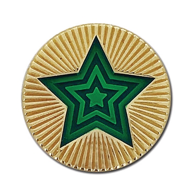 Enamel Round Star Badge - Green - 20mm