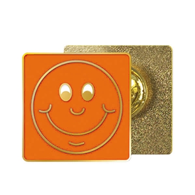 Enamel Smile Badge - Orange - 20mm