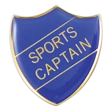 Enamel Sports Captain Shield Badge - Blue - 30 x 26mm