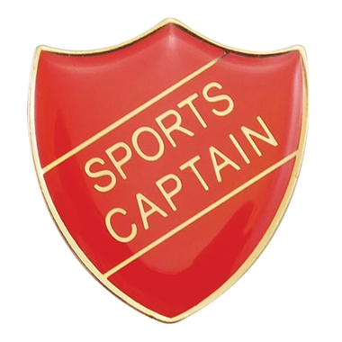 Enamel Sports Captain Shield Badge - Red - 30 x 26mm