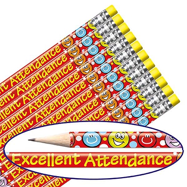 Excellent Attendance Foil Pencils (12 Pencils) Brainwaves