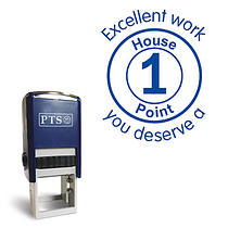 Excellent Work You Deserve a House Point Stamper - Blue - 25mm