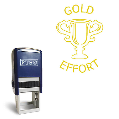Gold Effort Trophy Stamper - Gold Ink (25mm)