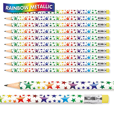 Rainbow Stars Metallic Pencils (Pack of 12)