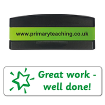 Great Work - Well Done! Stakz Stamper - Green Ink (44mm x 13mm)