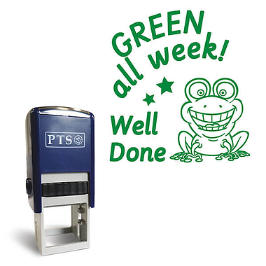 GREEN All Week! Well Done Frog Stamper - Green Ink (25mm)