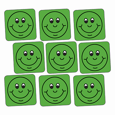 Green Smiley Stickers - Square (140 Stickers - 16mm)