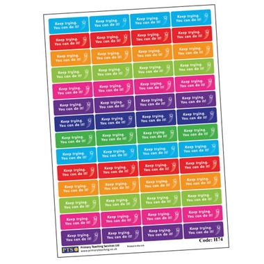 Keep Trying. You Can Do It! Stickers (56 Stickers - 46mm x 16mm)