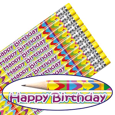 Happy Birthday Pencils  (12 Pencils) Brainwaves