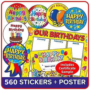 Happy Birthday Stickers UNSCENTED  Value Pack (425 Stickers)