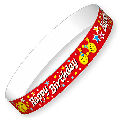 Happy Birthday Wristbands (10 Wristbands - 220mm x 13mm) Brainwaves