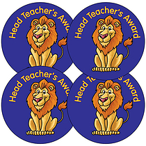 Head Teacher's Award Stickers - Lion (35 Stickers - 37mm)