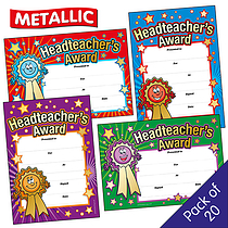 Headteacher's Award Gold Foil Certificates (20 Certificates - A5) Brainwaves