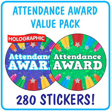 Holographic Attendance Award Stickers Value Pack (280 Stickers - 37mm)