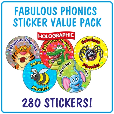 Holographic Fabulous Phonics Stickers Value Pack (280 Stickers - 20mm)