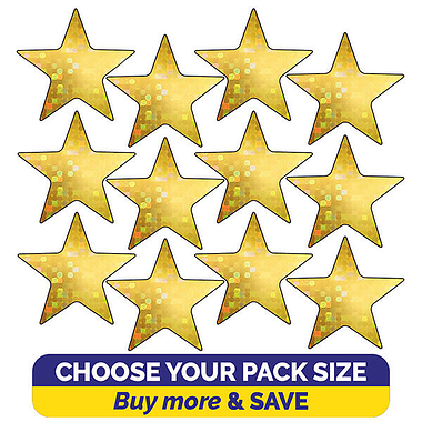 Holographic Gold Star Stickers (20mm) Brainwaves
