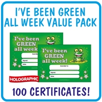 Holographic Green All Week Certificates Value Pack (100 Certificates - A5)