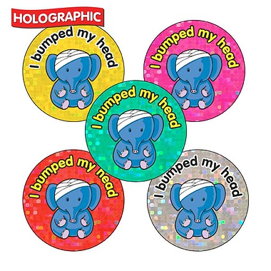 Holographic I Bumped My Head Stickers (30 Stickers - 25mm)