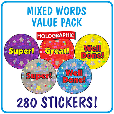 Holographic Stickers Value Pack (280 Stickers - 20mm)