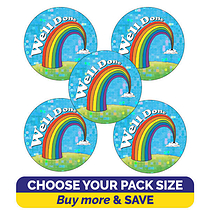 Holographic Well Done Rainbow Stickers  (25mm)