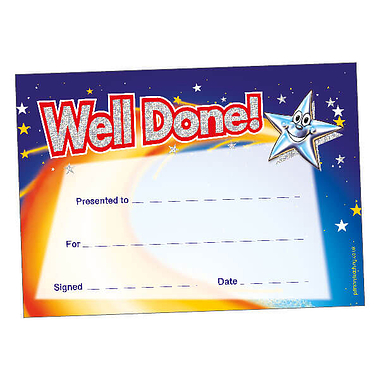 Holographic Well Done Star Certificates (20 Certificates - A5)