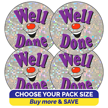 Holographic Well Done Stickers (37mm)