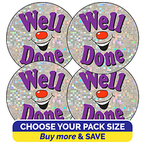 Holographic Well Done Stickers - 37mm