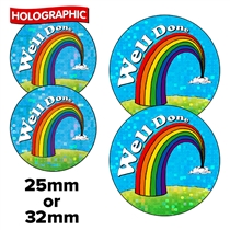 Holographic Well Done Stickers - Rainbow