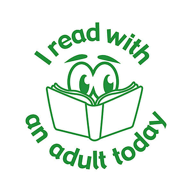 I Read with an Adult Today Stamper - Green - 25mm