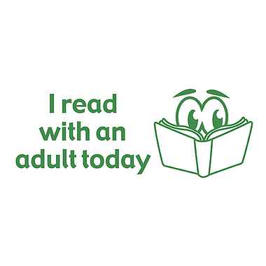 I Read With An Adult Today Stamper - Green - 38 x 15mm