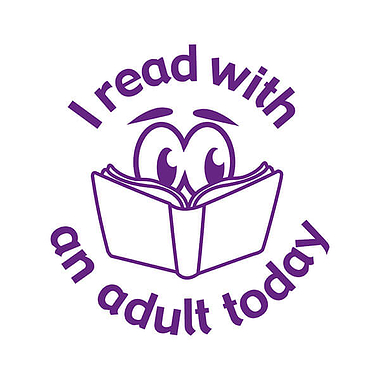 I Read with an Adult Today Stamper - Purple Ink (25mm)